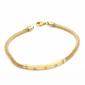 Real Gold Stone Plain Chain Thick Unisex Bracelet (19 C.M) - Model GZJCT 4919 BR1752