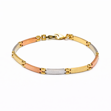 سوار مصنوع من الذهب الخالص بتصميم ثلاثي الألوان على شكل متاهة مع سلسلة تشبه الحزام (طول 17 سم) - موديل 1273 BR1682.