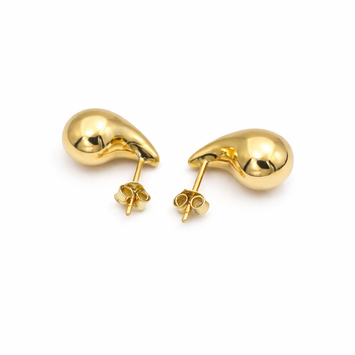 Real Gold Plain Teardrop Stud Earrings Set - Model 6898-26 E1932