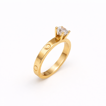 خاتم سوليتير ذهب حقيقي 0671 (مقاس 7.5) R2397 GZCR