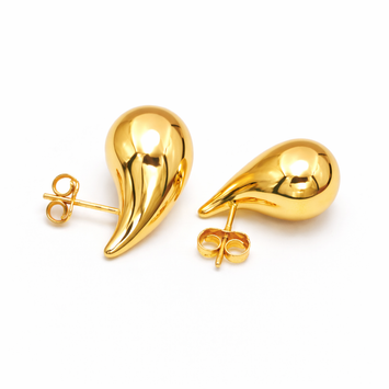 Real Gold Extra Large Teardrop Stud Earring Set  - Model 9139 E1944