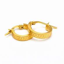 أقراط مشبكية صغيرة مستديرة من الذهب الحقيقي بتصميم متاهة صغيرة- طراز 6322، تصميم E1784