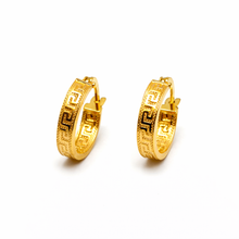 أقراط مشبكية صغيرة مستديرة من الذهب الحقيقي بتصميم متاهة صغيرة- طراز 6322، تصميم E1784