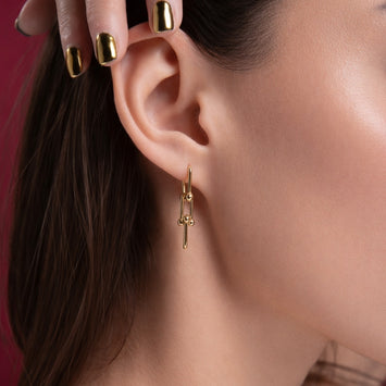 Real Gold GZTF Hardware With Real TF Lock Solid Hanging Clip Earring Set 0372-4 E1824