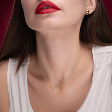 Real Gold Thick Link Stone Adjustable Size Necklace 9405 N1367