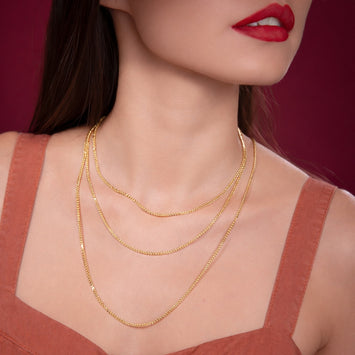 Real Gold Square Wheat 2 MM Chain 3421 (60 C.M) CH1228