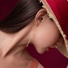 Real Gold Paper Clip Hanging Earring Link Thickness 2 MM 2694 E1828