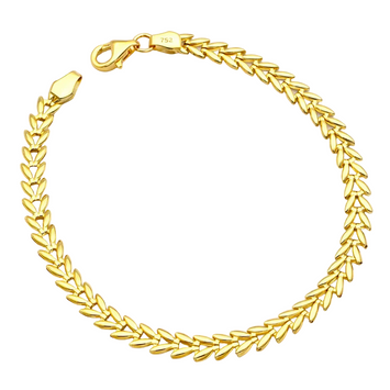 Real Gold Unisex Leaf Chain Bracelet (19 C.M) - Model CVB 0258-1 BR1838