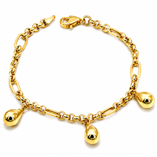 Real Gold 3 Teardrop Hanging with Link Chain Bracelet 1976 (17 C.M) BR1806