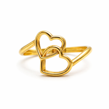 Real Gold 2 Heart Ring 7802 (Size 6) R2839