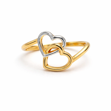 Real Gold 2 Color 2 Heart Ring 7802-YW (Size 8) R2841