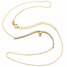 Real Gold 3 Color Beads with Hanging Ball Adjustable Size Necklace 0473 (45 C.M) N1537