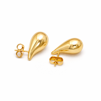 Real Gold 3D Oval Teardrop Water Drop Earring Set - Model 9138 E1856