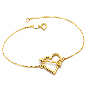 Real Gold Heart with Arrow Bracelet 9650 (17 C.M) BR1875