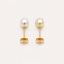 Real Gold Pearl Stud Earrings Set - Model 0451 E1955
