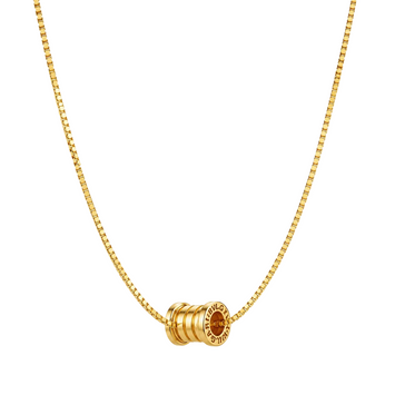 Real Gold GZBV Solid Small Round Roller Pendant with Box Chain 0096-1KU B CWP 1867