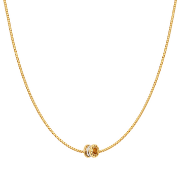 Real Gold GZBV 2 Color Small Round Roller Pendant with Box Chain 0159-YM B CWP 1872