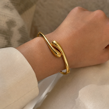 Real Gold Teardrop Bangle 1244 - (SIZE 19) BA1665