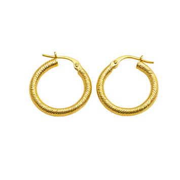 Real Gold Round Silk Clip Earrings Set - Model 0419 E1950