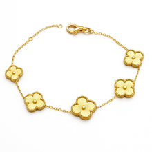 Real Gold Solid 5 Clover Adjustable Size Bracelet (17 + 2 = 19 C.M) - Model 5VC GZJVN 0515/9BL BR1841