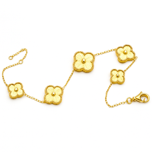 Real Gold Solid 5 Clover Adjustable Size Bracelet (15+ 2 =17 C.M) - Model 5VC GZJVN 0515/9BL BR1842