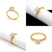 Real Gold Solitaire Stone Wedding & Engagement Ring 0364 (Size 6) R2487