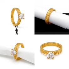 Real Gold Maze Hoop Solitaire Ring 0665 (SIZE 9.5) R2415