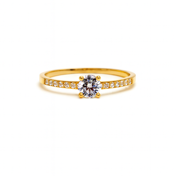 Real Gold Luxury Solitaire Stone Ring 0228 (Size 5) R2738