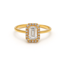 Real Gold Rectangle Covered Luxury Stone Ring 0468 (Size 7) R2708