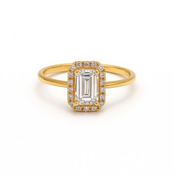 Real Gold Rectangle Covered Luxury Stone Ring 0468 (Size 8) R2707