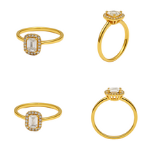 خاتم حجري فاخر مغطى بمستطيل من الذهب الحقيقي 0468 (مقاس 6) R2709