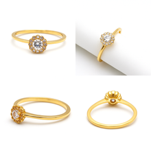Real Gold Floral Flower Stone Ring 1350 (Size 5) R2714