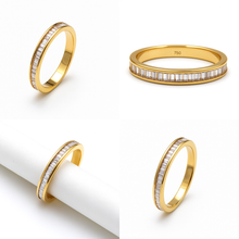 Real Gold Straight Line Linear Spark Stone Ring 0109 (Size 5.5) R2718