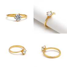 Real Gold Elegant Twist Single Stone Ring 0016 (Size 7) R2720