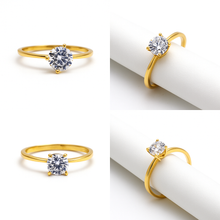 Real Gold Classic Round Stone Ring 0254 (Size 7) R2728