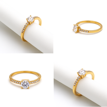 Real Gold Luxury Solitaire Stone Ring 0228 (Size 7) R2736