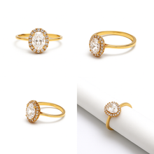 خاتم حجري بيضاوي من الذهب الحقيقي 0466 (مقاس 6) R2741