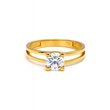 Real Gold Twin Line Solitaire Ring 0273 (Size 5) R2750
