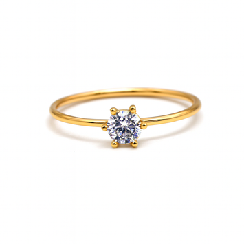 Real Gold Classic Round Stone Ring 0044 (Size 5) R2770