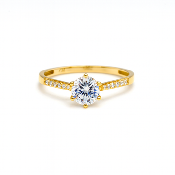 Real Gold Classic Shine Stone Ring 0028 (Size 6) R2773