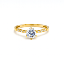 Real Gold Classic Shine Stone Ring 0028 (Size 6) R2773
