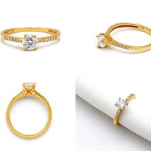 Real Gold Classic Shine Stone Ring 0028 (Size 7) R2772