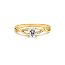 Real Gold Elegant Crossover Stone Ring 0237 (Size 5.5) R2778