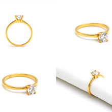 Real Gold Minimal Stone Ring 0022 (Size 8.5) R2779