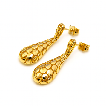 Real Gold Snake Skin Hanging Stud Earring Set  - Model 0713 E1945