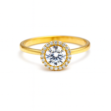 Real Gold Fine Round Spark Stone Ring 0463 (Size 7.5) R2788