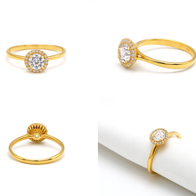 Real Gold Fine Round Spark Stone Ring 0463 (Size 5.5) R2790