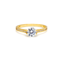 Real Gold Elegant Solitaire Line Stone Ring 0335 (Size 8.5) R2791