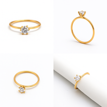 Real Gold Classic Round Stone Ring 0044 (Size 8) R2767