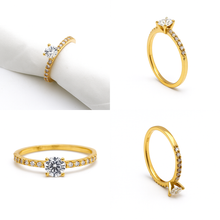 خاتم من الذهب الحقيقي الفاخر من حجر سبارك سوليتير 0361 (مقاس 8) R2759